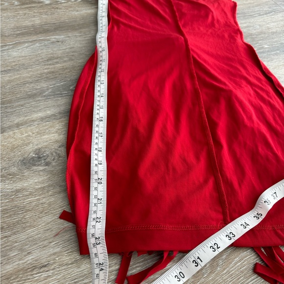 Red Retro Sheath Dress Size S Small Fringe Tassel Spaghetti Strap Peep Pt Toe - Picture 11 of 14